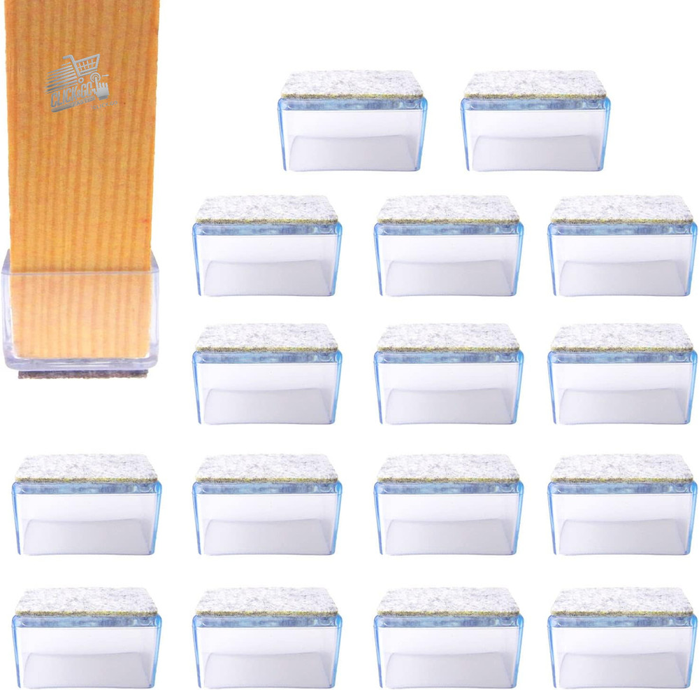 16 Leg Caps Rectangular Chairs 20x40mm Protective Felt Feet Rubber PVC