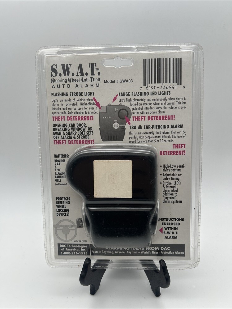 S.W.A.T. Steering Wheel AntiTheft Auto Alarm With 3 Theft Deterring Features