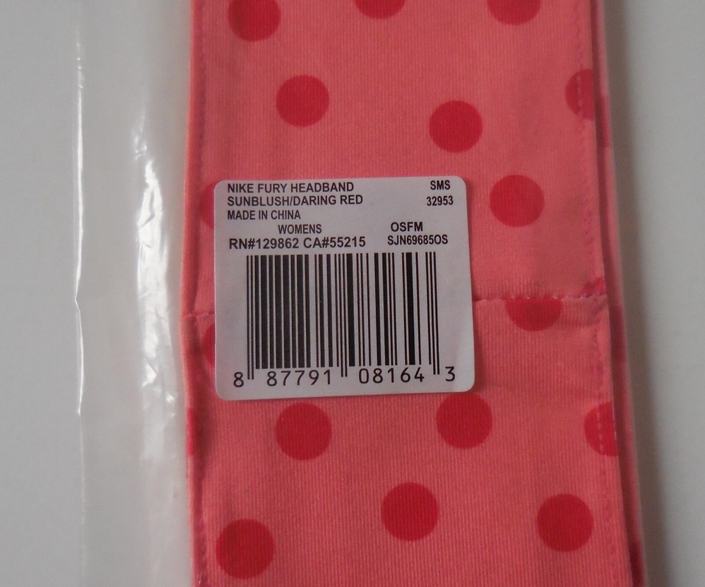 Nike Fury Headband Dot Pattern Women Sunblush/Daring Red