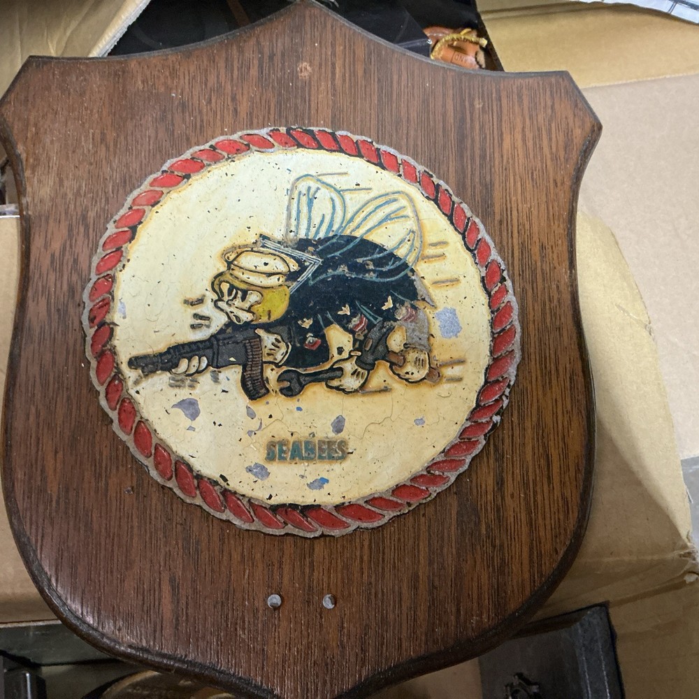 Us Navy Seebees Plaque Vintage