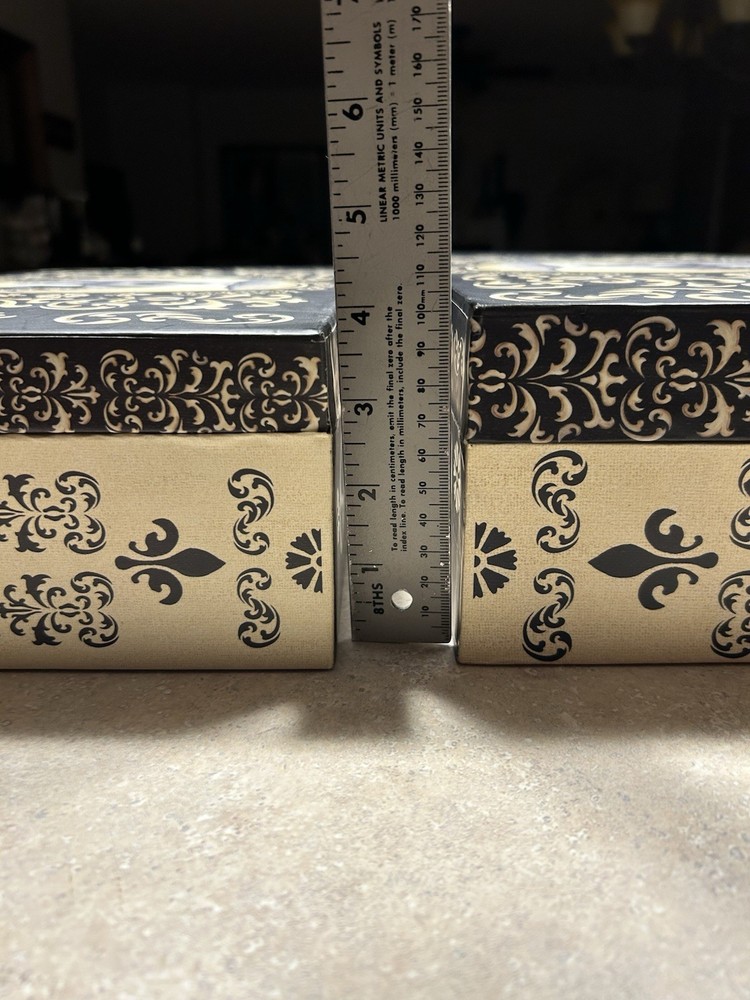 Vintage Style Nesting Stackable Decorative Cardboard Boxes 3pc
