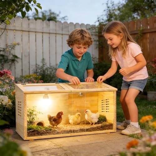 Brooder Box for Chicks,with Sliding Door,Table Legs,2 Types 31.5"×15.7"×15.7"