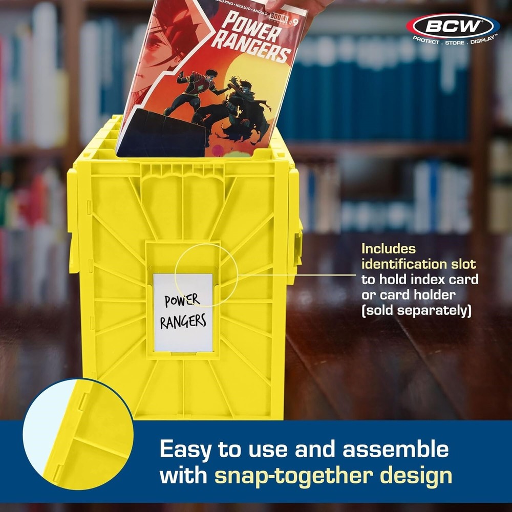 BCW Comic Book Bin Heavy Duty Plastic Box Stackable Holds 150 Bagged New Yellow