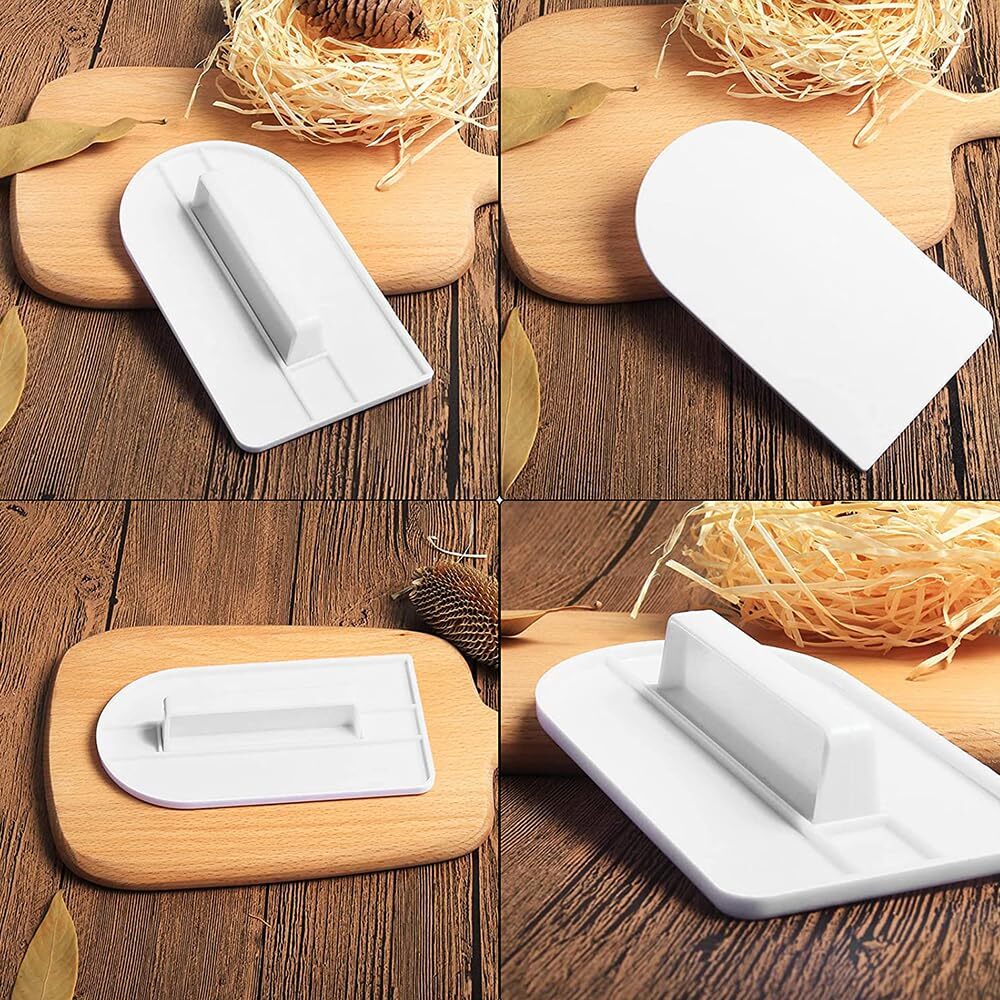 2 Pcs White Plastic Fondant Icing Smoother Polisher Icing Scraper Paddle Tool...