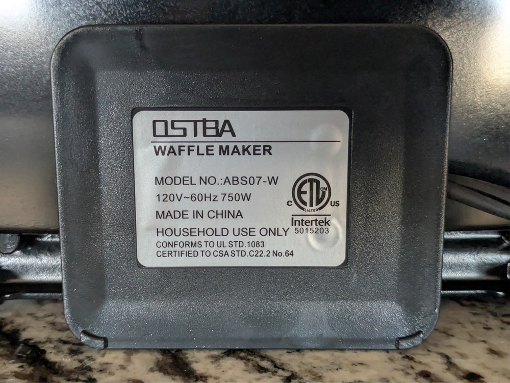 OSTBA 2-Slice Waffle Maker