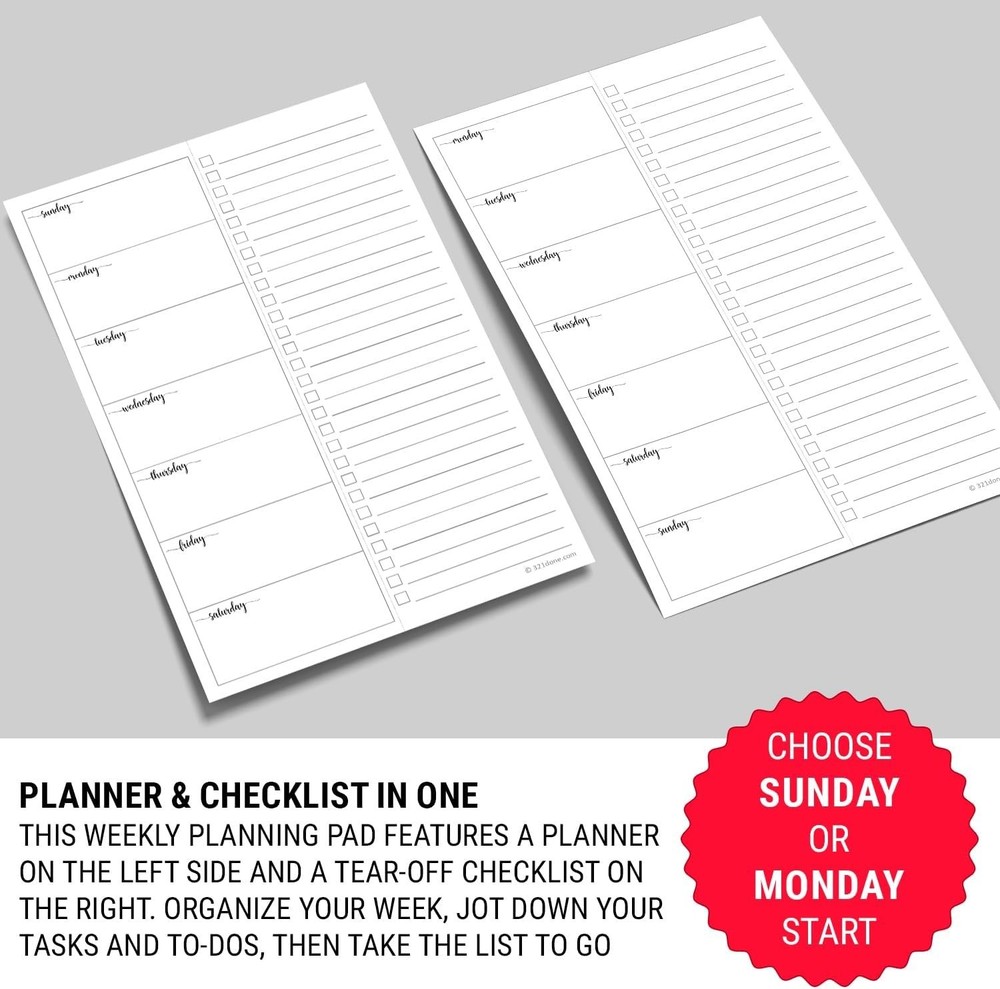 Weekly Plan with Checklist Notepad – 50 Sheets 5.5x8.5 Small – - Two Column,...