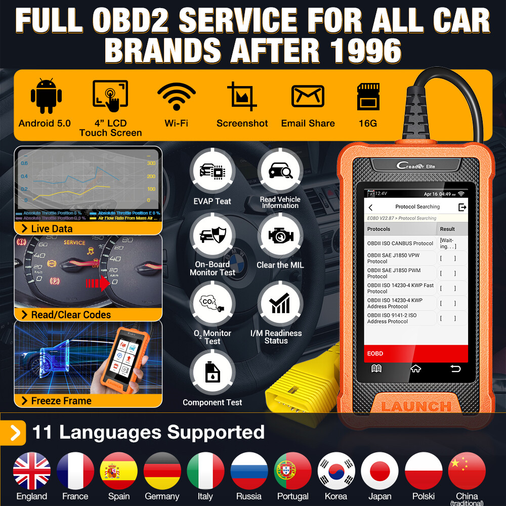 LAUNCH Creader Elite For BMW OBD2 Scanner Full System Diagnostic Tool ABS TPMS