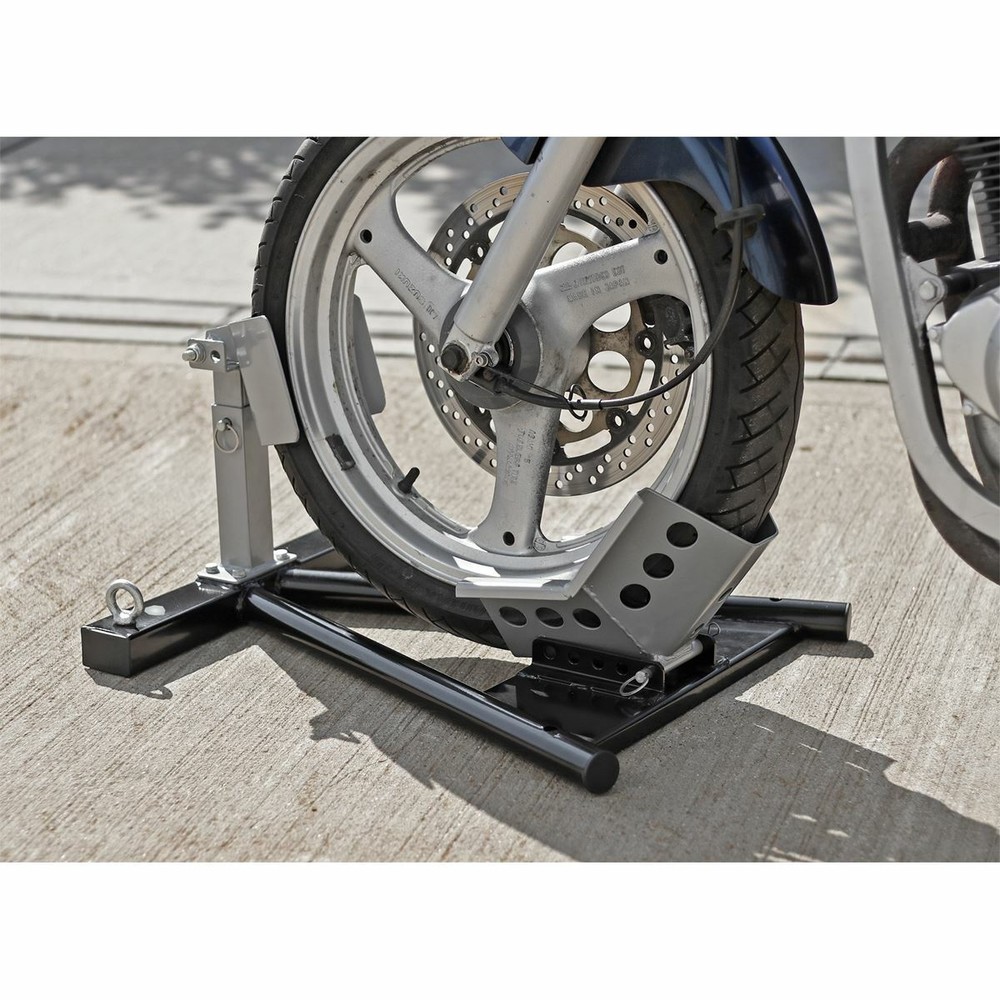 Sealey Motorcycle Front Wheel Chock Heavy-Duty Freestanding Fixed Workshop