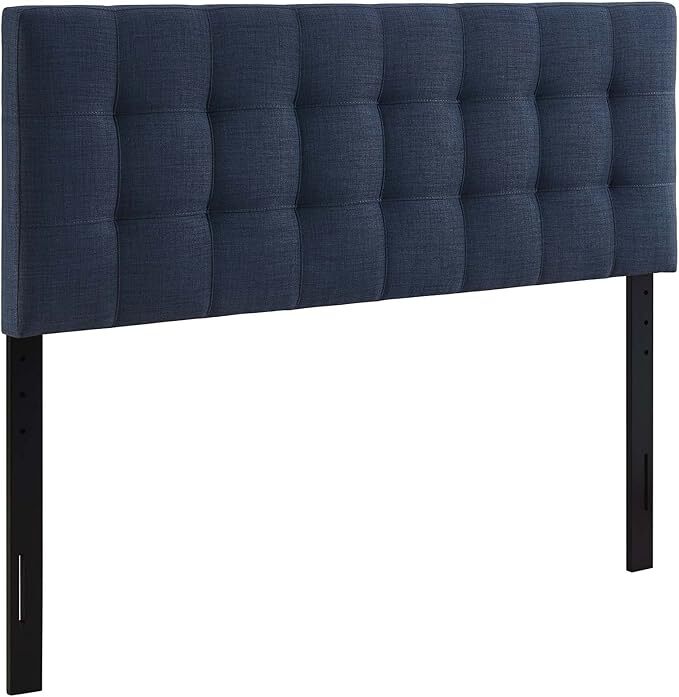 Modway Emily King Upholstered Polyester Fabric Headboard in Navy
