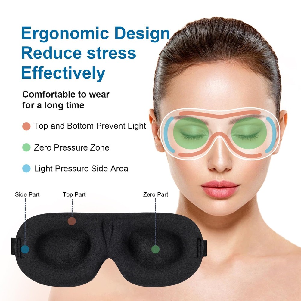 3 Pack 3D Eye Sleep Mask Night Blindfold Light Blocker for Sleeping Napping