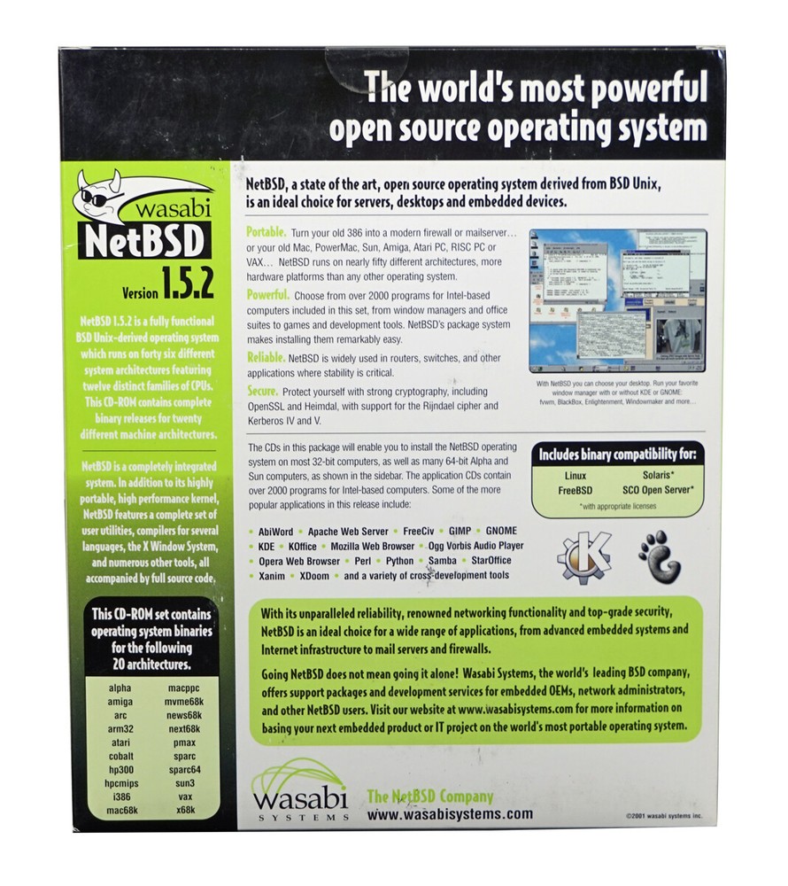 NetBSD version 1.5.2 - 5 CD Set - Portable, Powerful, Reliable, Secure