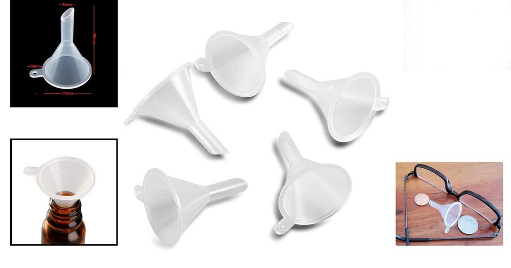 Versatile Mini Funnel Set (5 Pack) - Perfect for Kitchen, Crafts & Lab Use
