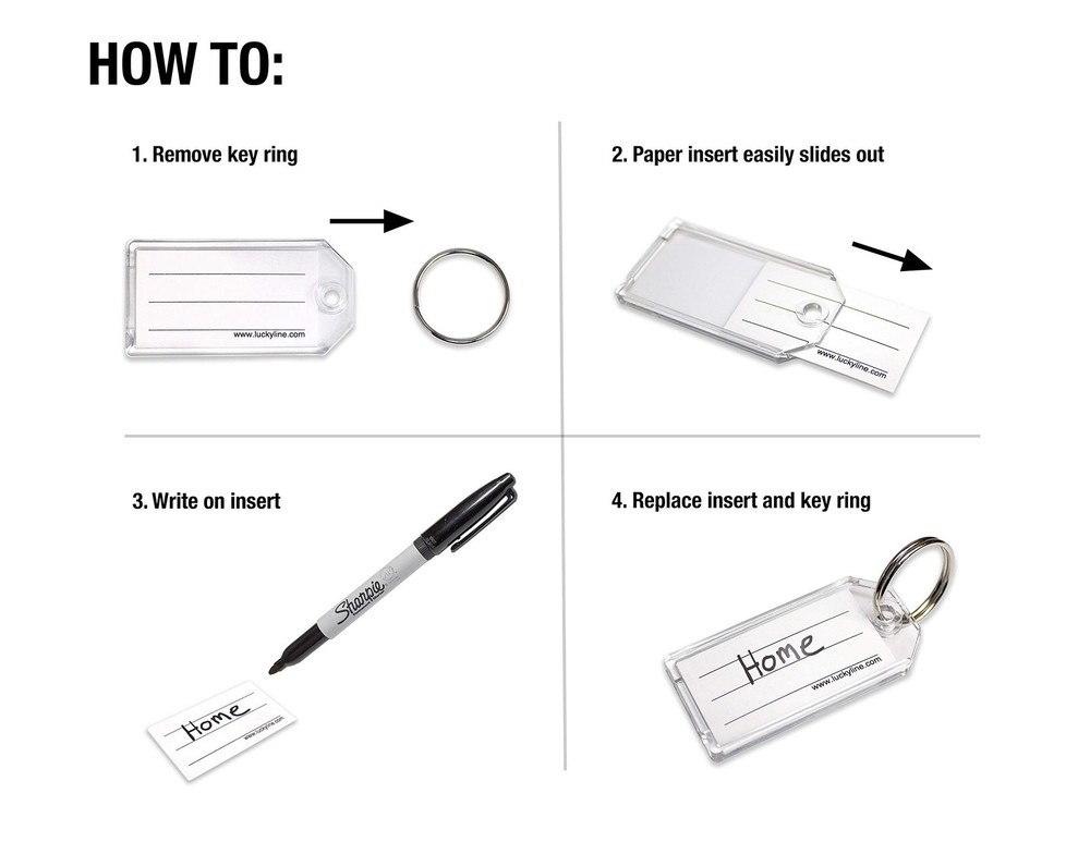 2 Pack Extra Strength Key Tags with Split Ring Durable Clear Plastic ID Tags