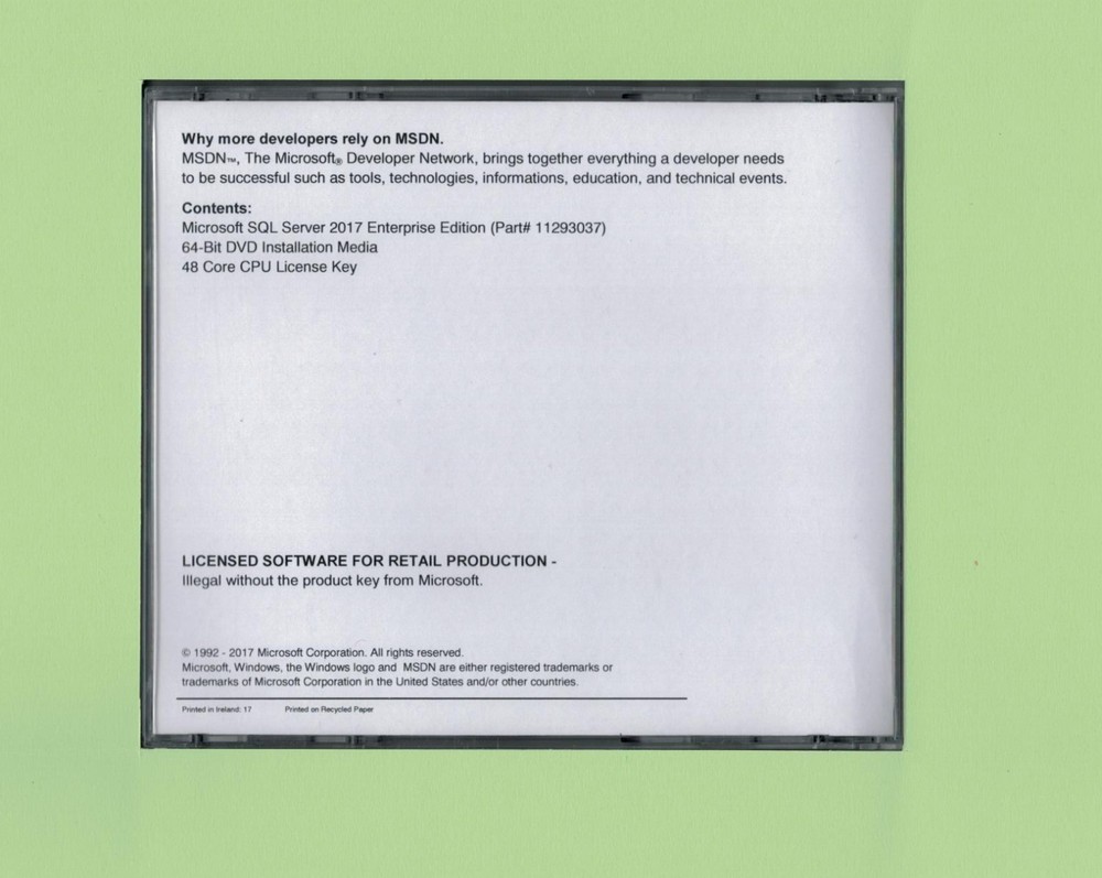 SQL Server 2017 Enterprise Unlimited CALs New Authentic Retail Microsoft License