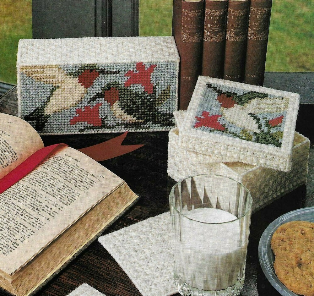 HUMMINGBIRD SET COASTERS BOOKEND HOME DECOR PLASTIC CANVAS PATTERN INSTRUCTIONS