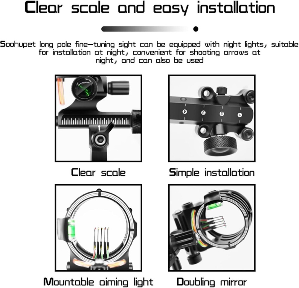 User-Friendly Archery Bow Sight with Aiming Lamp and Micro-Click Adjustments