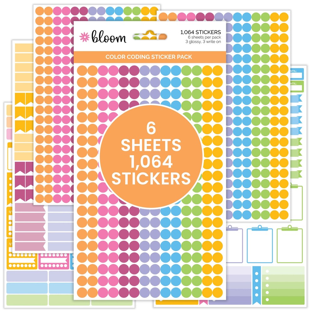 Planner Stickers, Color Coding Pack, Bright