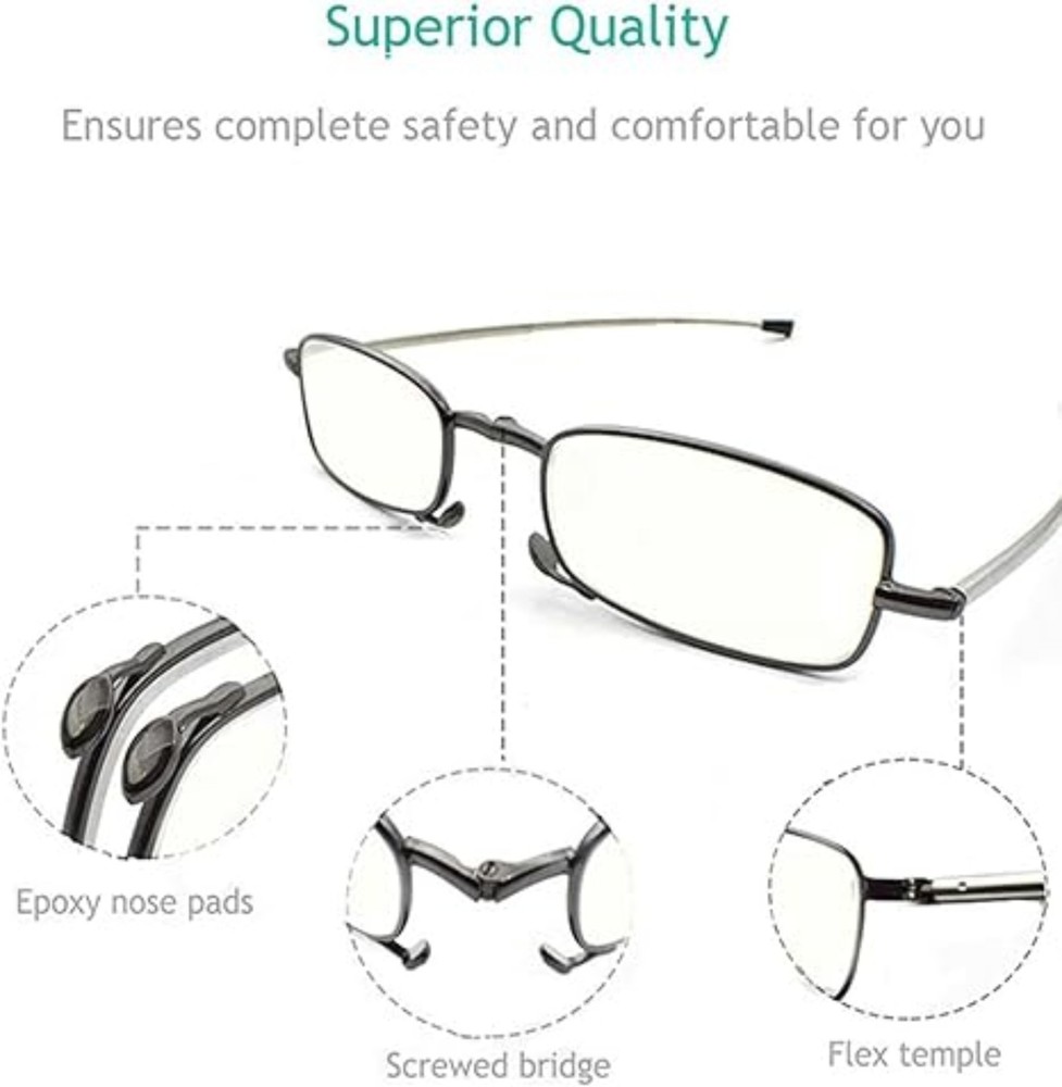 Sevenplus 2 Pack Foldable Reading Glasses Blue Light Blocking +2.00/+2.50/+2.75