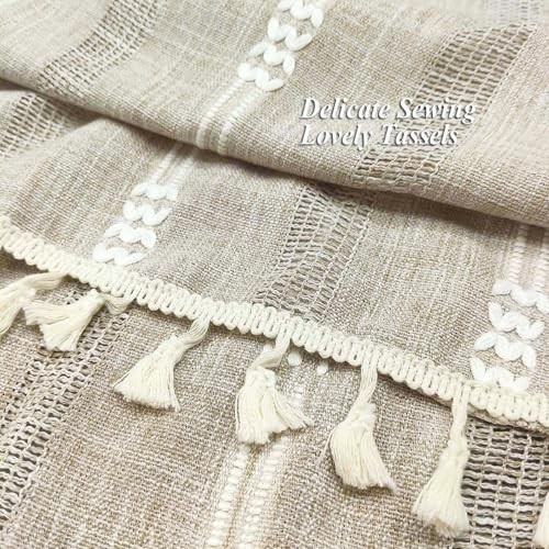 Bedside Tablecloth for Nightstand Tassel 35.4" x 15.7" (Rectangular) Coffee