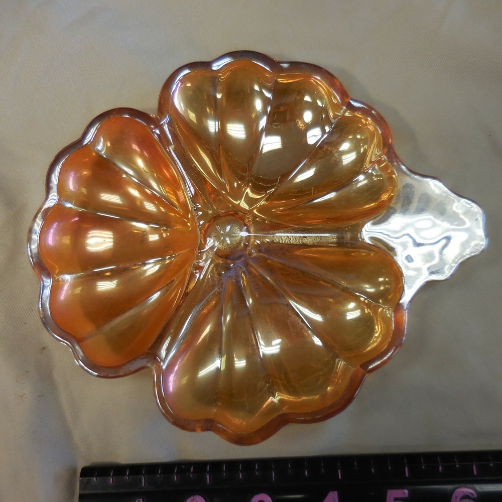 Vintage Orange Carnival Glass Candy/nut Dish