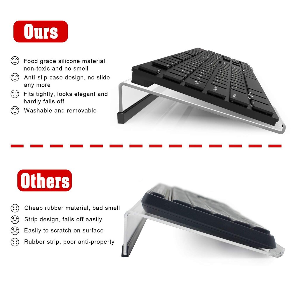 Acrylic Tilted Computer Keyboard Stand for Ergonomic Typing, Keyboard Tray Ho...