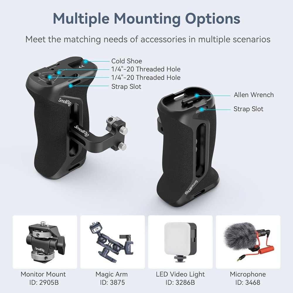 SmallRig Camera Side Handle Left or Right Handgrip with 1/4"-20 for Camera Cages