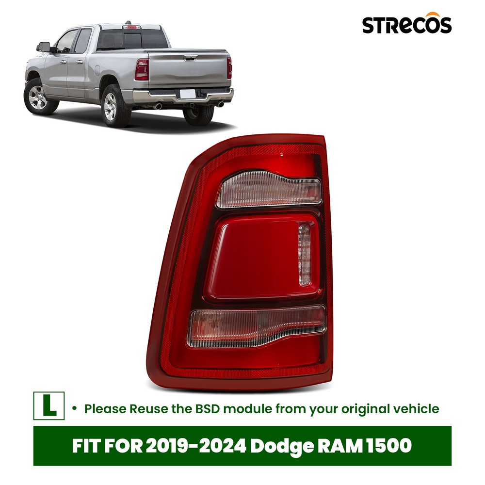 For 2019-2024 Dodge RAM 1500 LED Tail Light W/ Blind spot Left Driver 68262531AH