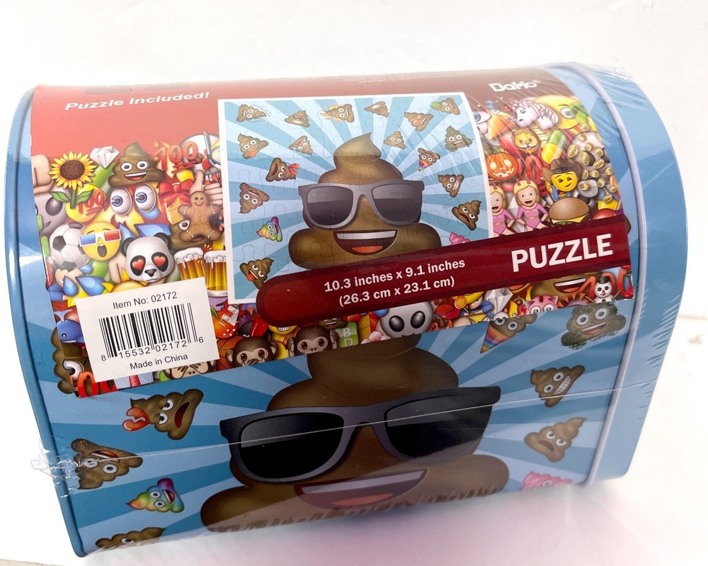 Mail Box Tin with Puzzles Inside 48 pcs (Emoji Blue)