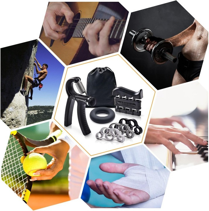 Grip Strength Trainer Kit 7PCS Adjustable Hand Gripper Finger Exerciser Set