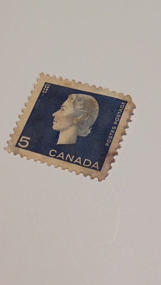 Canada Postage Queen Elizabeth II Blue 5 Cent Stamp