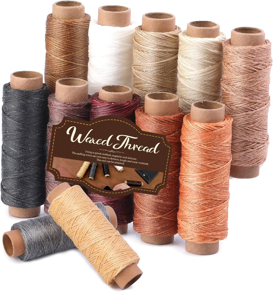 660 Yards Leather Sewing Waxed Thread - 150D 55 Yards per Spool Stitching Thread