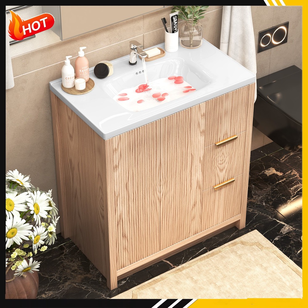 Render 31" Bathroom Vanity with Sink Compact Freestanding Bathroom Cabinet