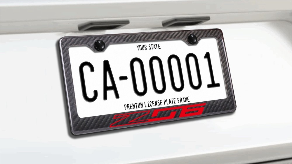 Z06 Corvette Premium Carbon Fiber License Plate Frame (RED)