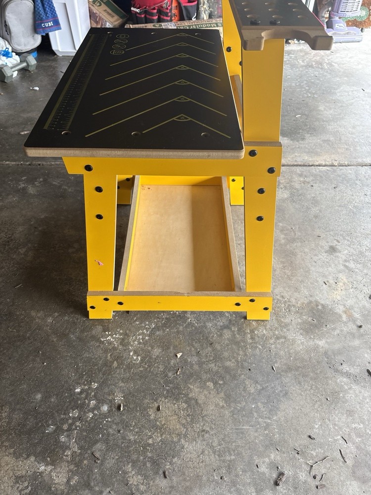 Stanley Jr Work Bench Yellow Black Wood Plastic Adjustable Shelves
