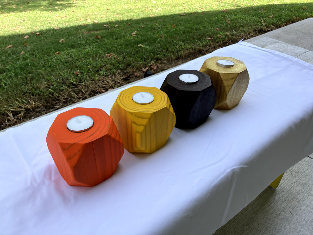 wood tea candle holders handmade fall colors