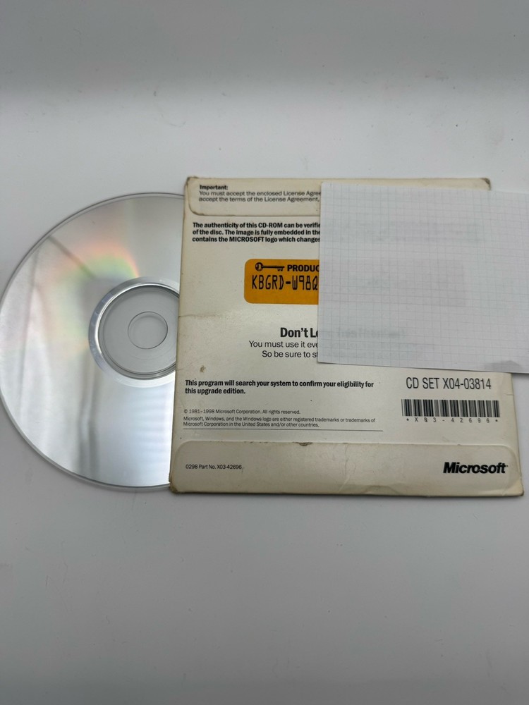 Windows 98 Upgrade CD w/ Product Code