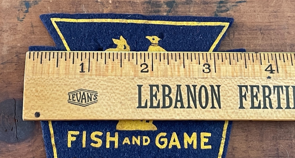 Old Mount Wolf Fish & Game Association Felt Patch Mount Wolf, PA Keystone Shaped