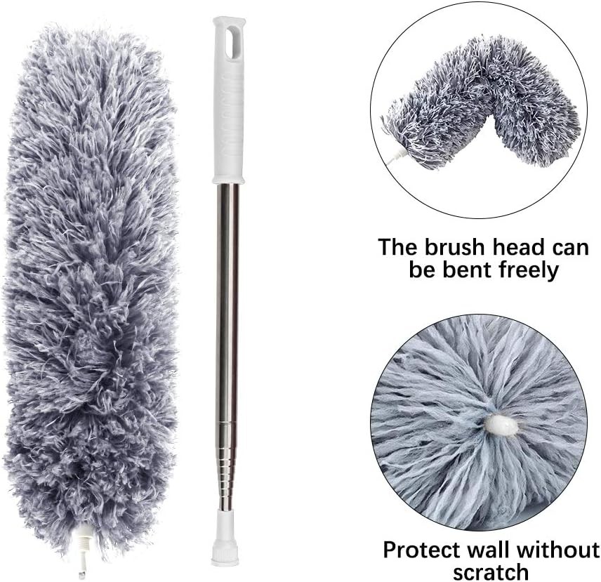 DELUX Microfiber Feather Duster Extendable Duster with 100 inches Extra Long Pol