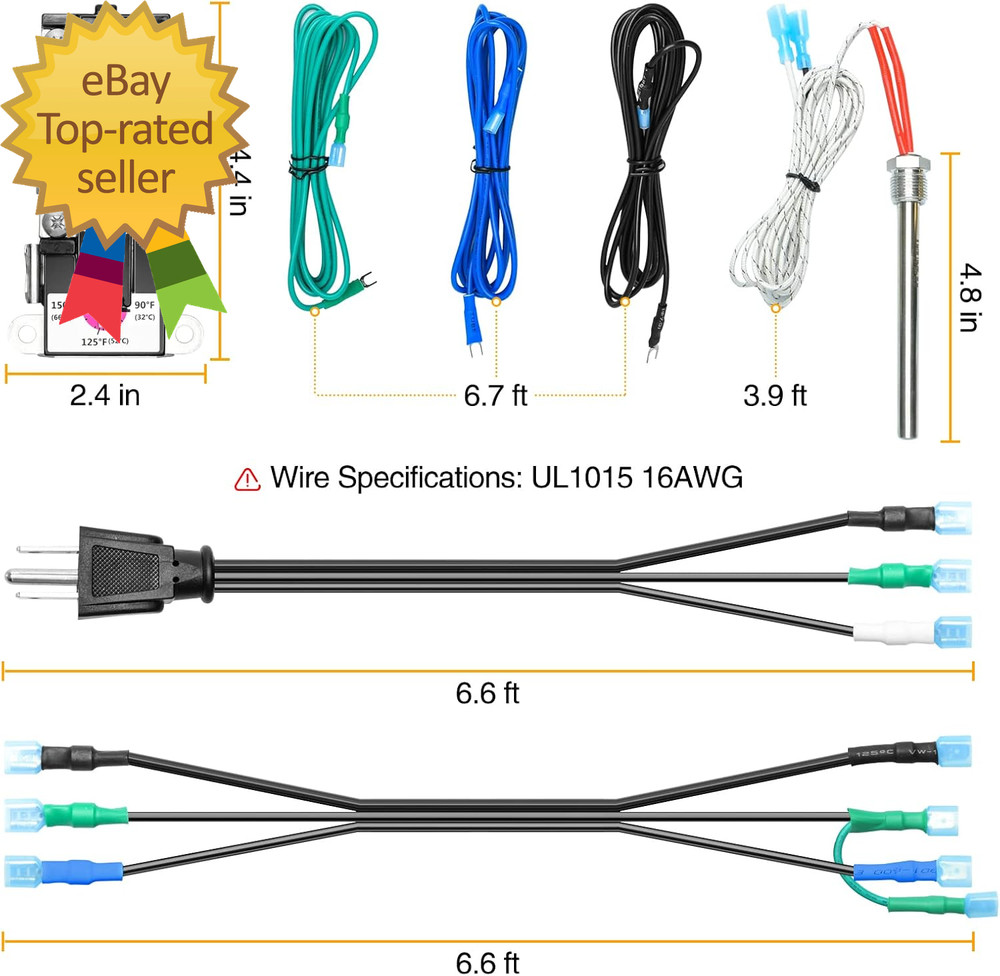 RV Electric Water Hybrid Heater Kits Converts RV LP Gas Water Heater to 120V Ele