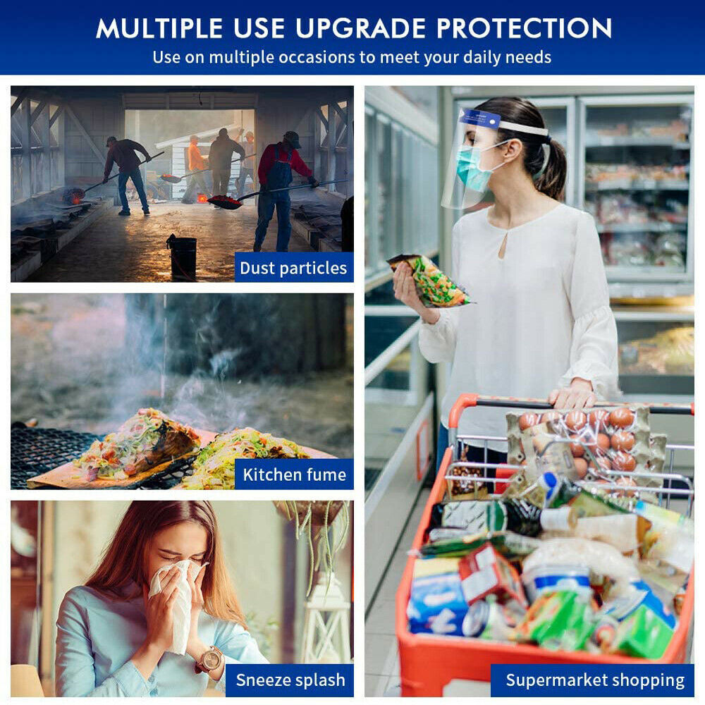 Safety Clear Full Face Shield Protection Transparent Protective 12pcs Set