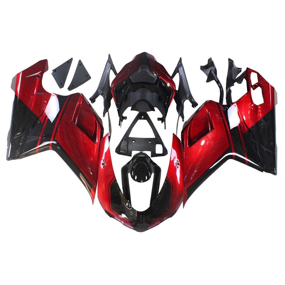 For Ducati 1098 2007-2012 Bodywork Candy Red Black Fairings Shell ABS Plastics