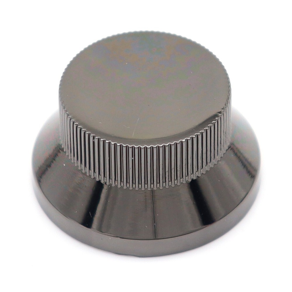 4Pcs Metal Hat Top Flat Top Bass Guitar Knobs Push-in Control Knobs Black Nickel