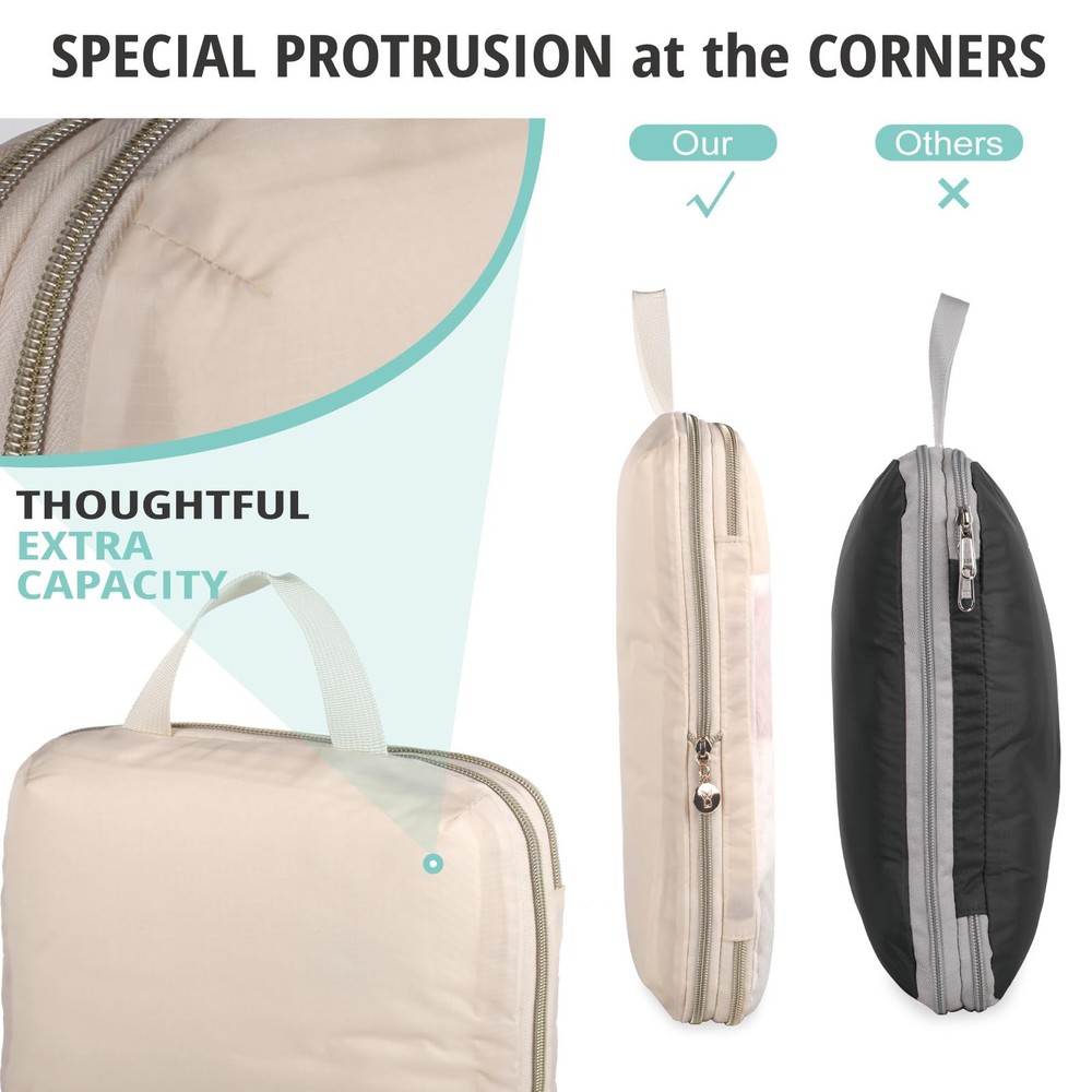 Expandable Compression Packing Cubes for Suitcases,6 Set Lightweight Compress...