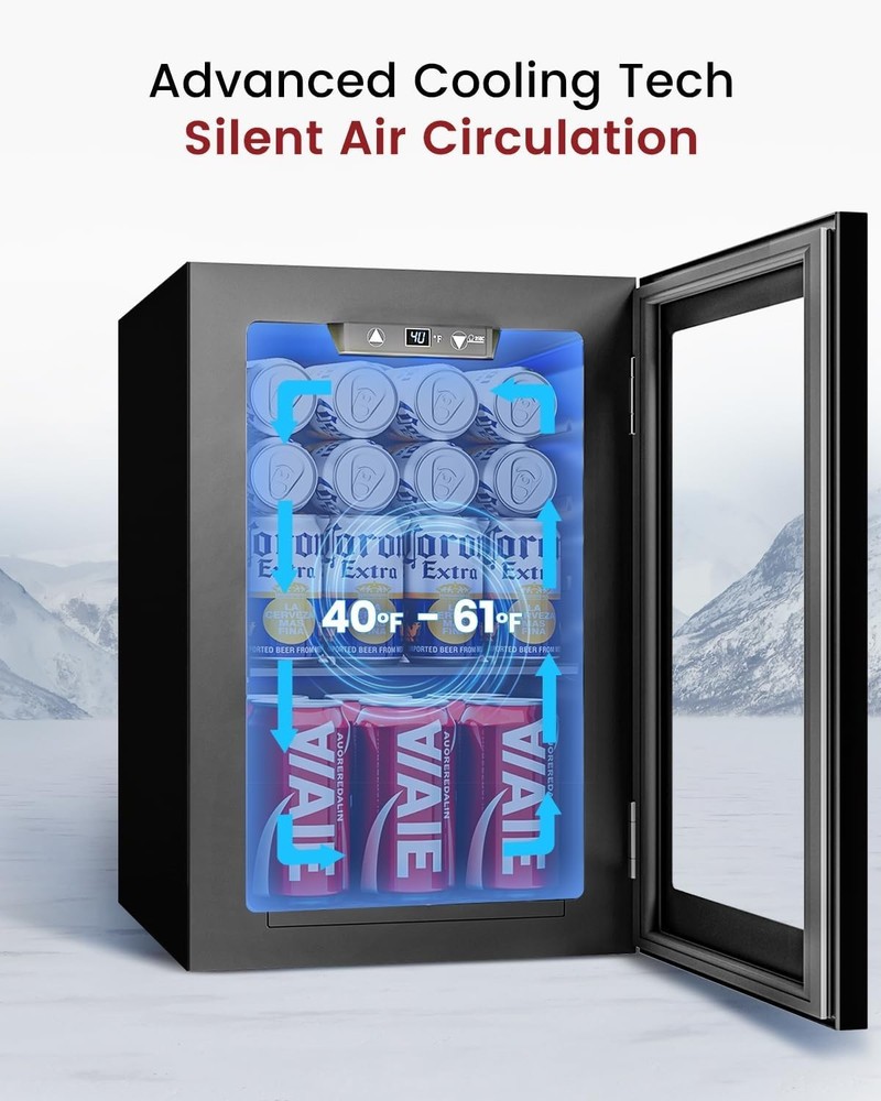24 Cans Beverage Refrigerator Cooler - Mini Fridge with Digital Temperature C...