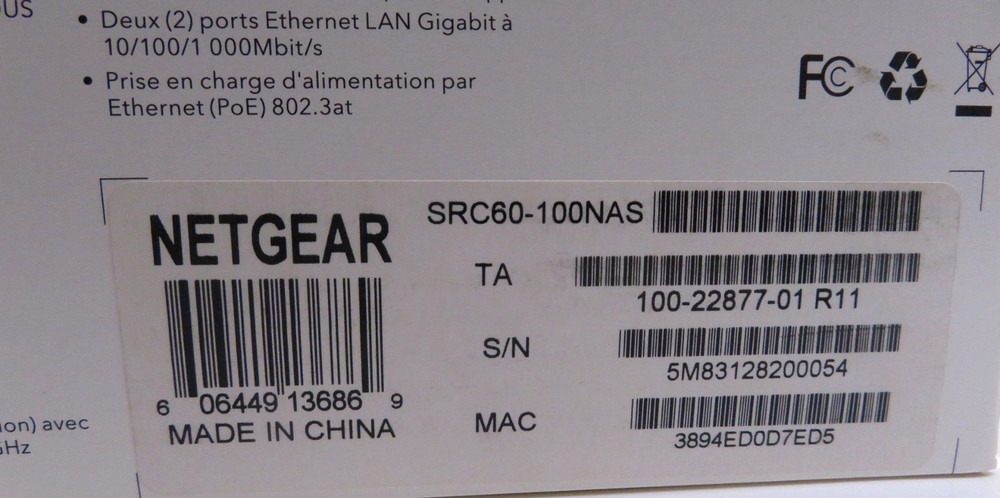 NETGEAR Orbi Pro SRC60-100NAS Wireless Range Extender – IEEE 802.11ac – USED