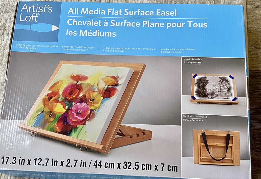 Solid Wood Easel Foldable Artist Table 17” X 12”With Should Strap