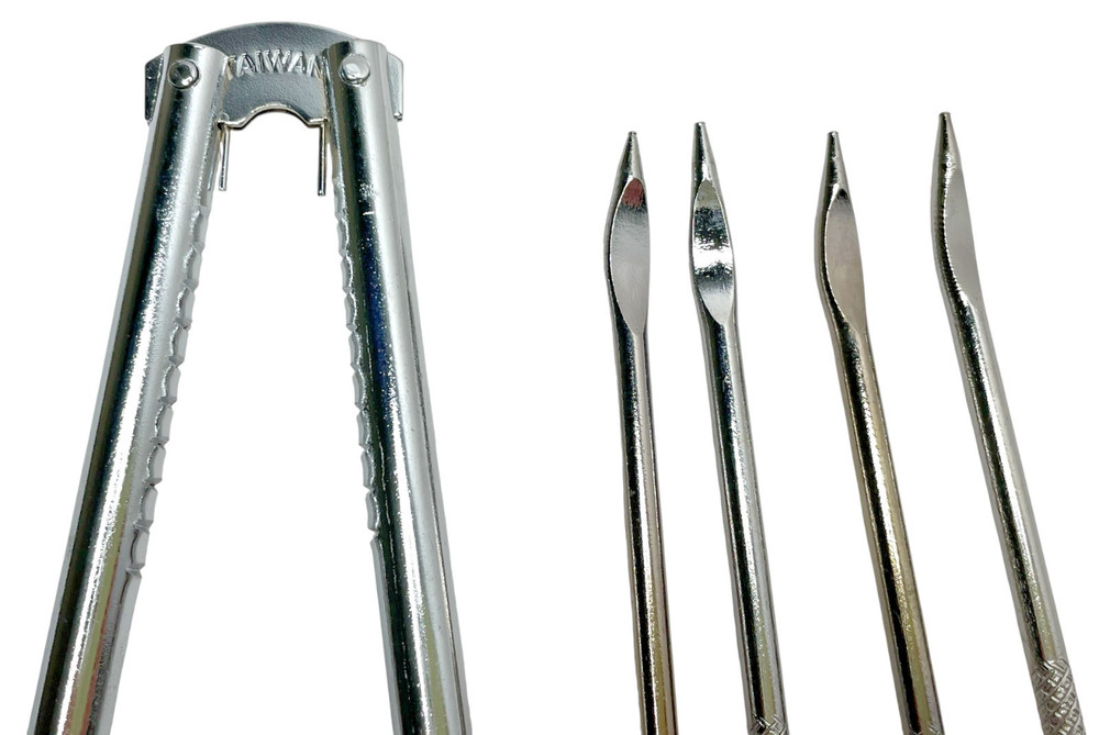 Vtg Taiwan Metal Nut Cracker Nutcracker Kitchen Tool Set w/ 4 Picks