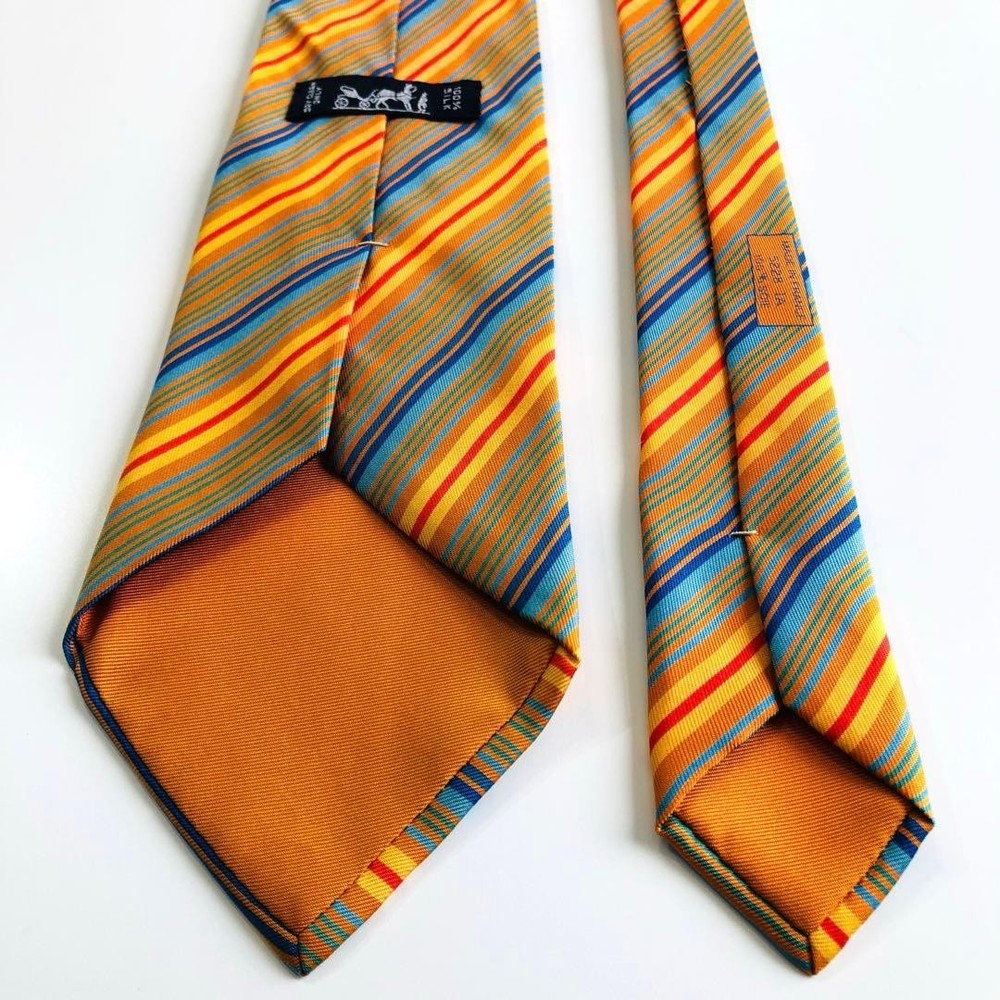HERMES tie stripe pattern orange