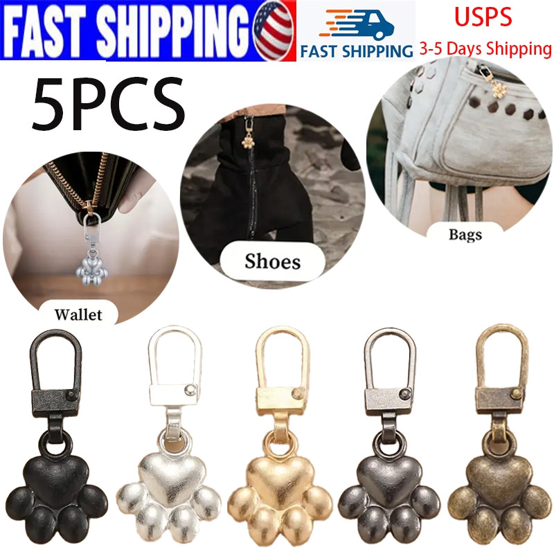5PCS Detachable Zipper Pull Replacement Zippers Pull Tabs Zipper Sliders Repair