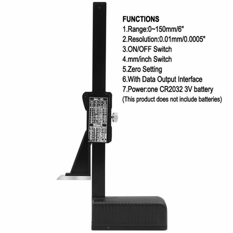 6'' LCD Screen Digital Height Depth Gauge Slide Caliper Vernier Ruler Measuring
